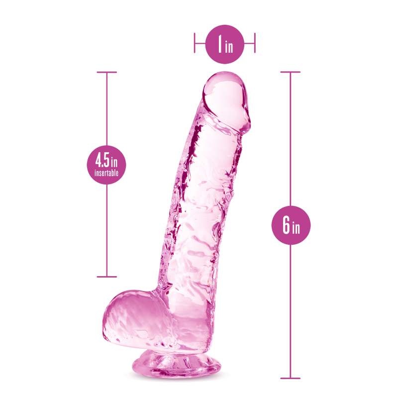 NATURALLY YOURS  6" CRYSTALLINE DILDO  ROSE